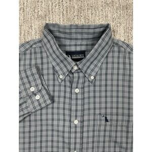 Local Boy Outfitters Mens Large Gray Plaid Bamboo Button Down Shirt Long Sleeve